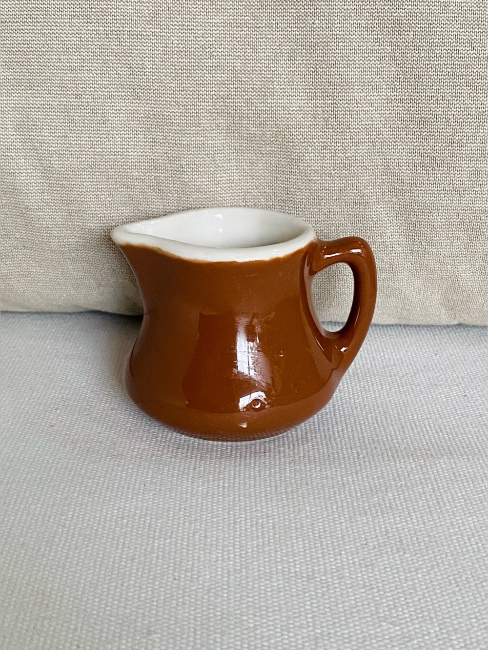 Vintage Hall Pottery Brown Cream Individual Creamer Pitcher - 2 3/4"